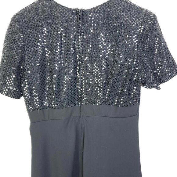 Molly Malloy Dress Womens 10 Petite Sequin Bow Waist Short Sleeves Modest - Picture 11 of 11